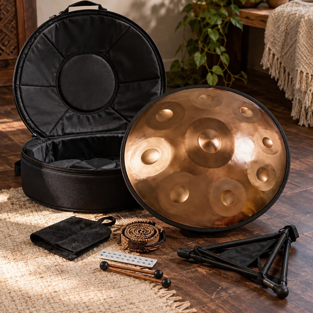 Handpan Dune mit Tasche, Klappständer, Schlägeln und Zubehör